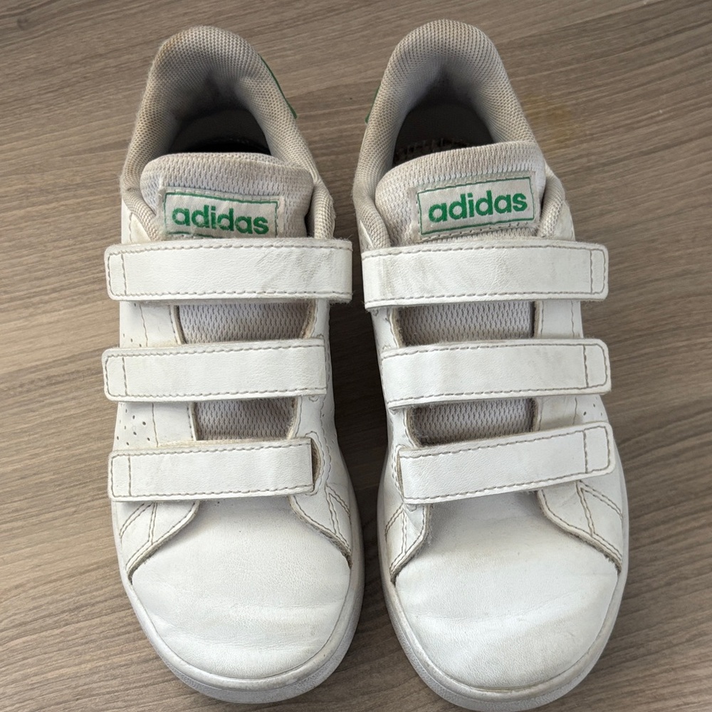 Adidas Kids White and Green Sneakers